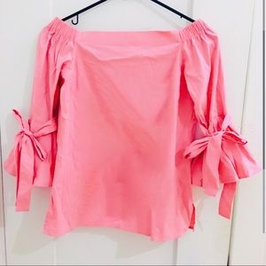 Pink Off Shoulder Bow Sleeve Top 🎀